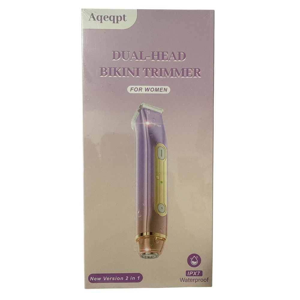Aqeqpt Dual-Head Bikini Trimmer for‎ Women IPX7 Waterproof Mauve Rose Gold New